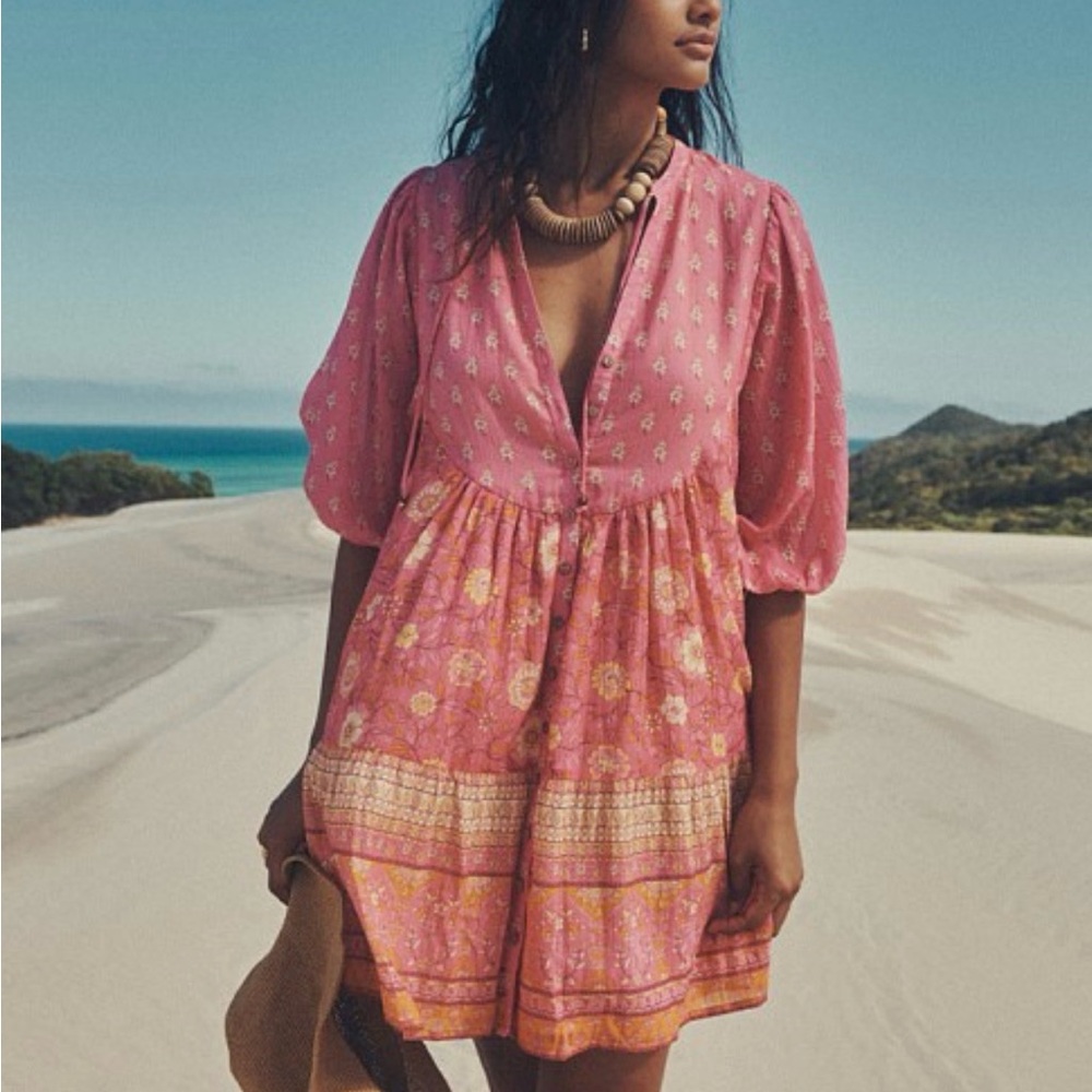 Spell Utopia Tunic Mini Dress Flamingo Pink